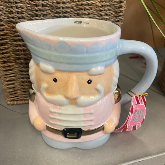 Pink Christmas Nutcracker Measuring Jug Ceramic Pitcher NWT Bakeshop - Picture 2 of 8